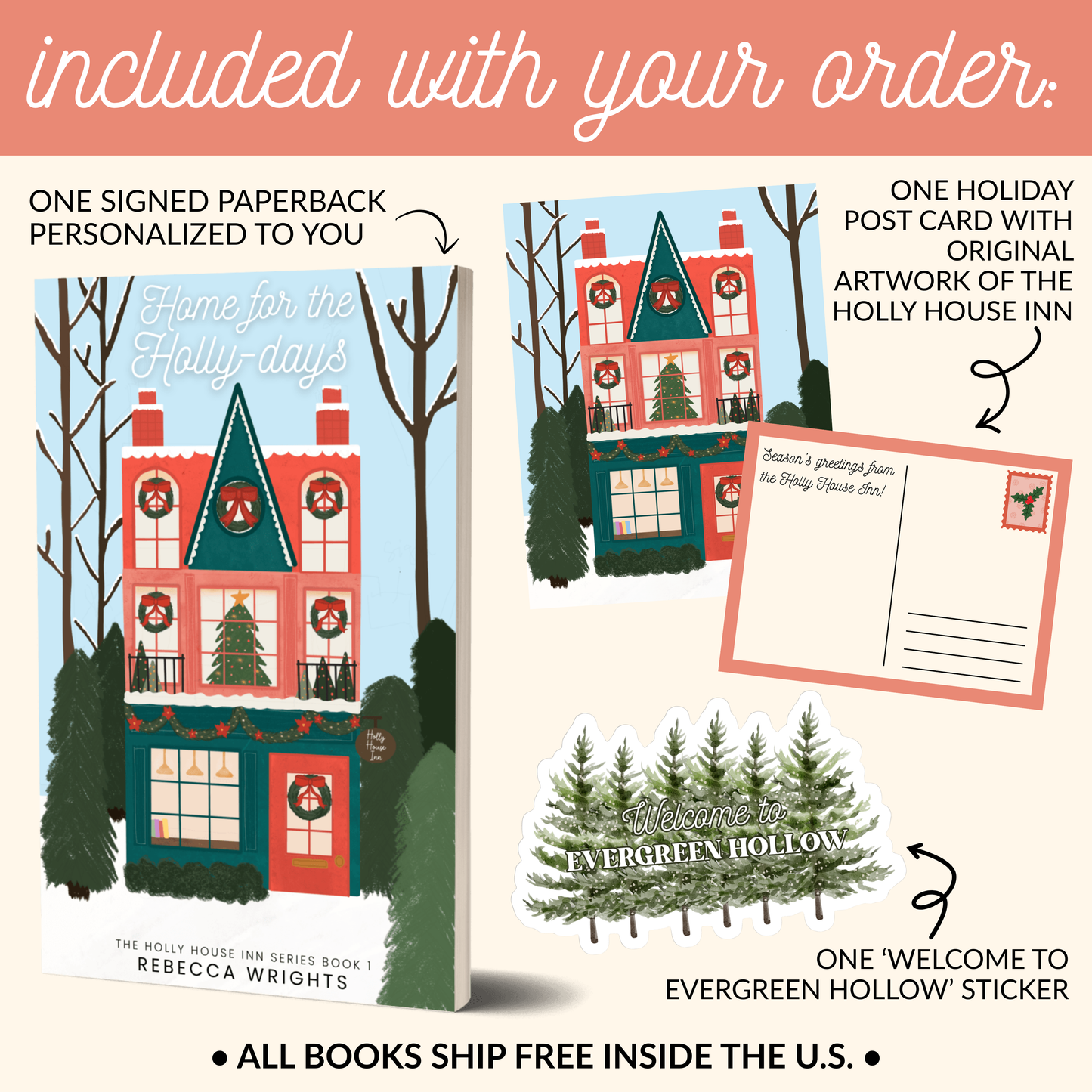 Home for the Holly-Days SIGNED PAPERBACK by Rebecca Wrights | Holly House Inn Book 1