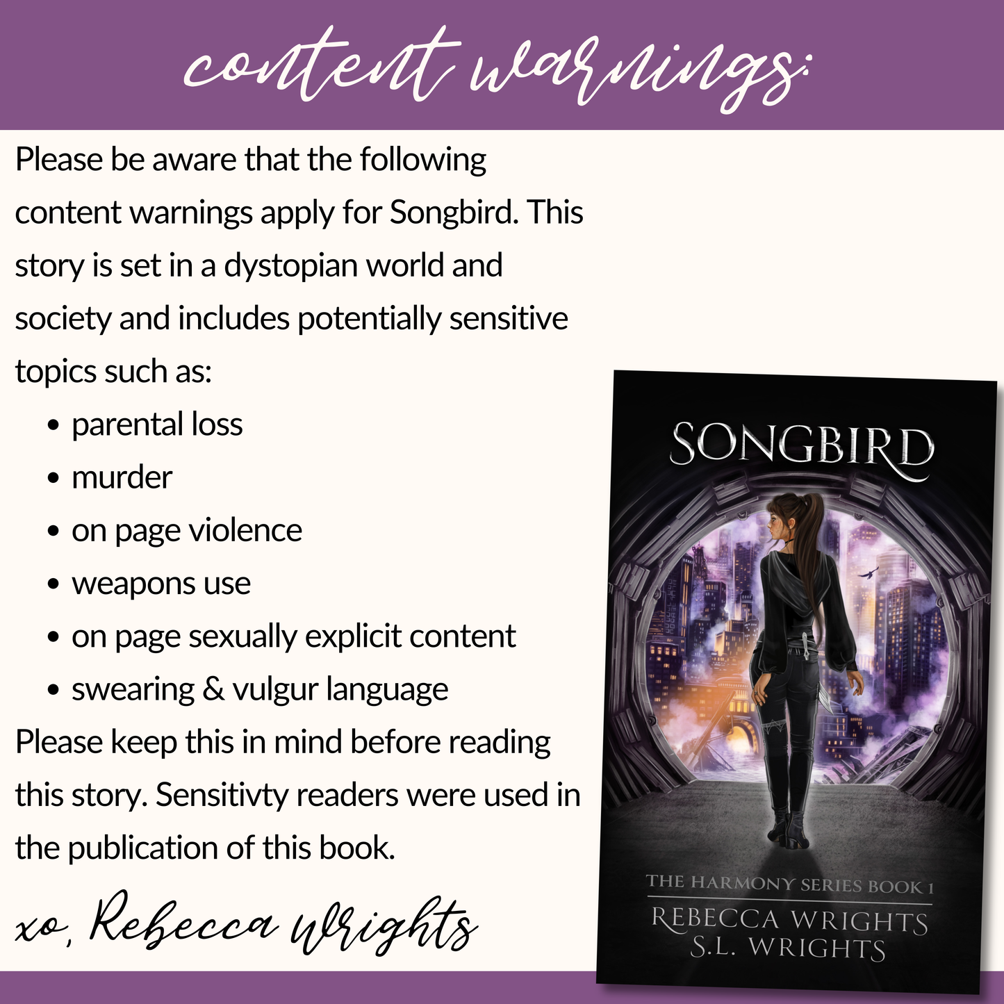 Songbird Signed Paperback PREORDER | The Harmony Series Book One by Rebecca and S.L. Wrights