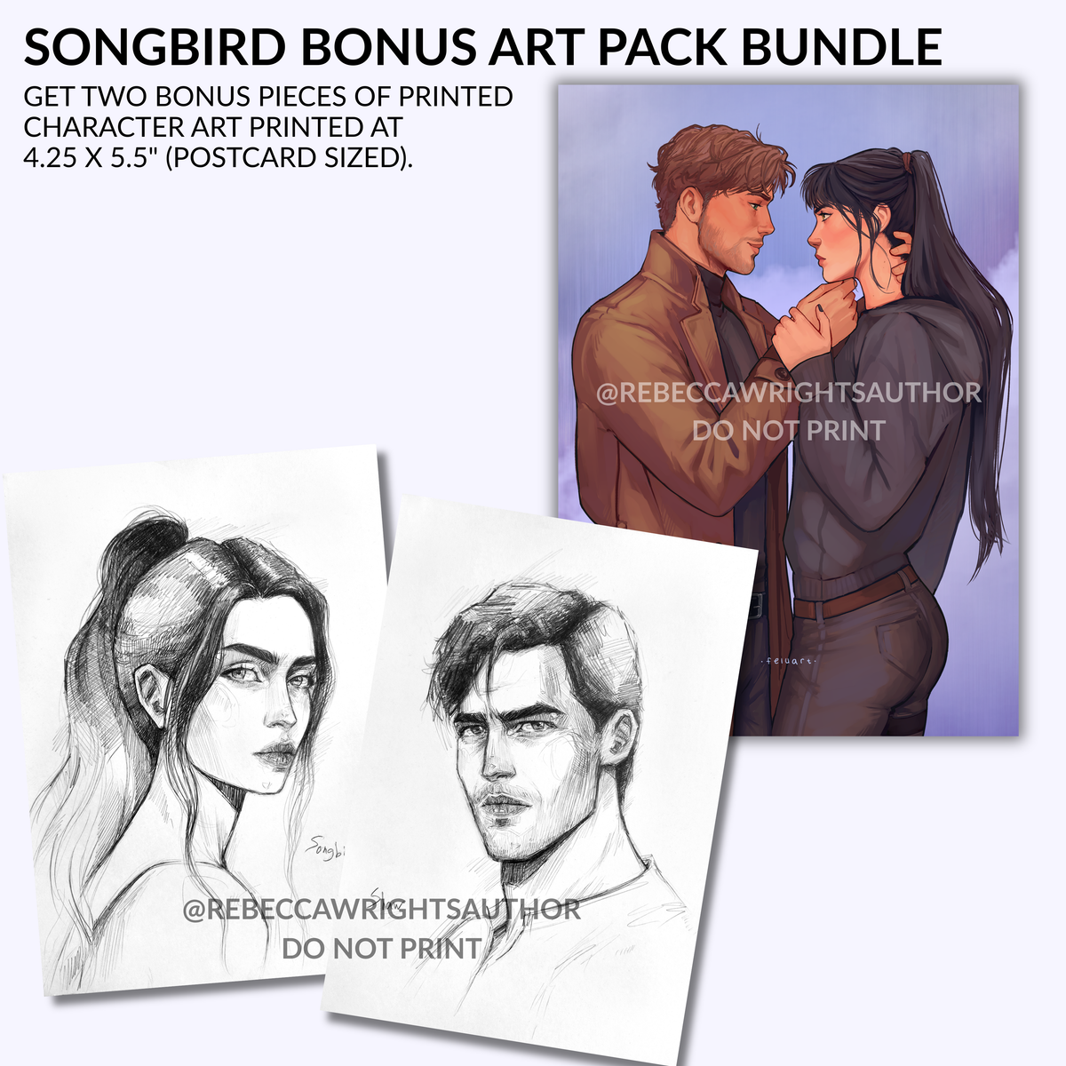 Songbird + Shaw Character Art Pack | The Harmony Series Book 1 by Rebecca Wrights