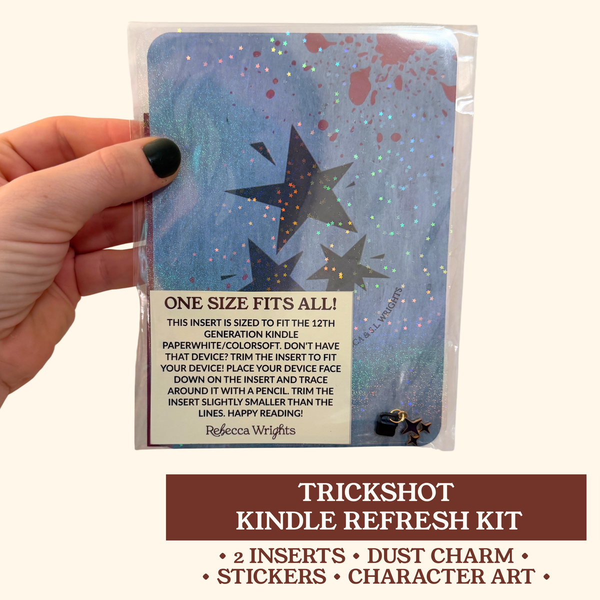 Trickshot Kindle Refresher Kit | Insert, Dust Charm, Stickers, Character Art